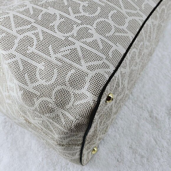 Calvin Klein Large Tan Monogram Shoulder Bag Shopper Tote with Tan Trim - Picture 11 of 16